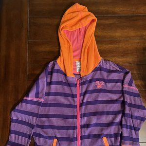 Nike Purple Striped with Orange Hood and Trim Hoodie